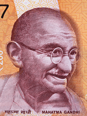Mahatma Gandhi face portrait on India 200 rupee (2017) Mahatma Gandhi face portrait on India 200 rupee (2017)